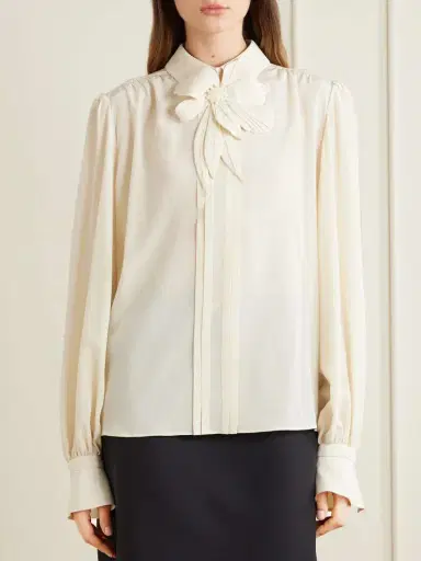 Valentino Garavani Bow-embellished Silk-crepe De Chine Blouse | Thumbnail 3 Valentino Garavani Bow-embellished Silk-crepe De Chine Blouse | Thumbnail 3