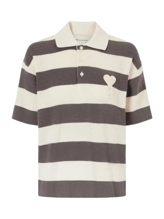 Embroidered Striped Knitted Cotton Polo Shirt