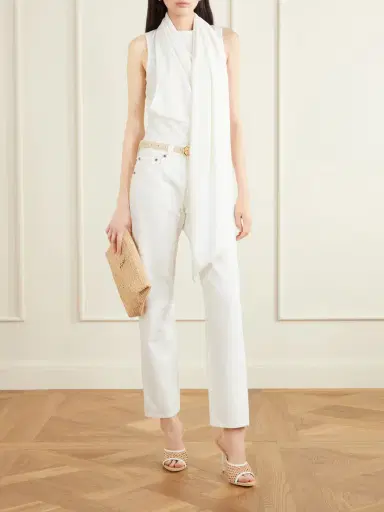 Paris Texas Lidia 105 Leather-trimmed Straw Mules | Thumbnail 4
