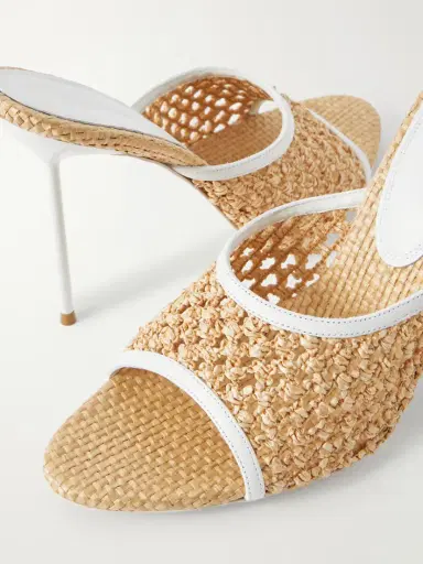 Paris Texas Lidia 105 Leather-trimmed Straw Mules | Thumbnail 5