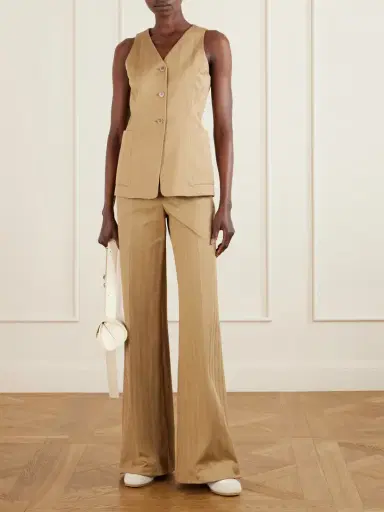 Max Mara Herringbone Cotton Wide-leg Pants | Thumbnail 2 Max Mara Herringbone Cotton Wide-leg Pants | Thumbnail 2