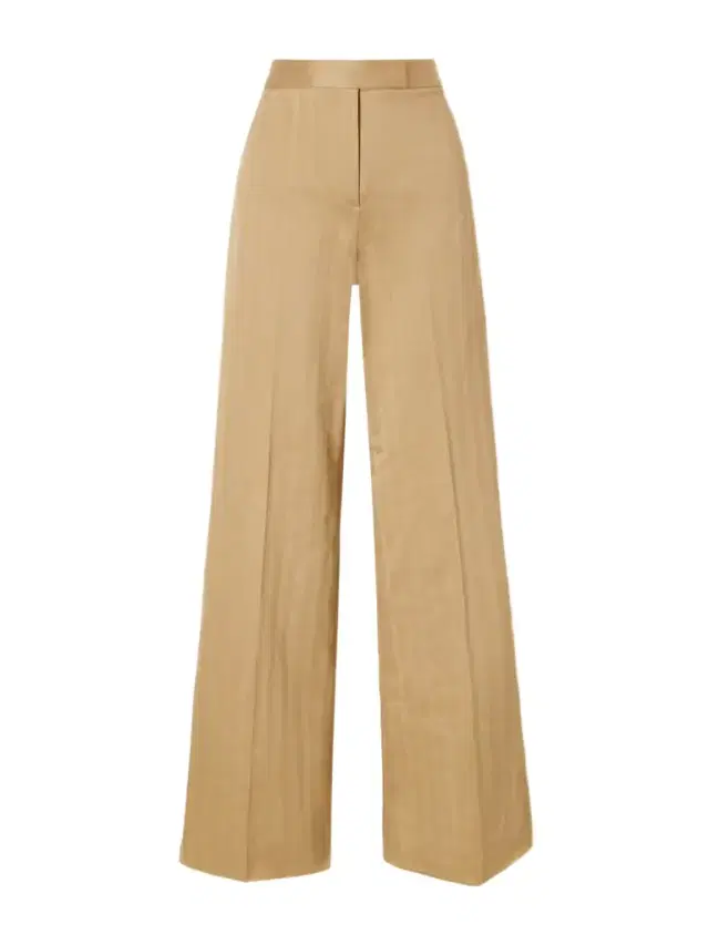 Herringbone Cotton Wide-leg Pants