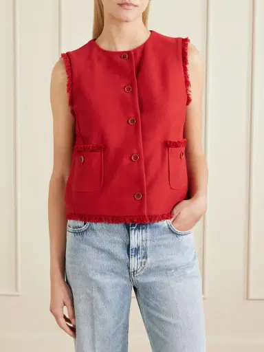 Max Mara Frayed Cotton-twill Vest | Thumbnail 3
