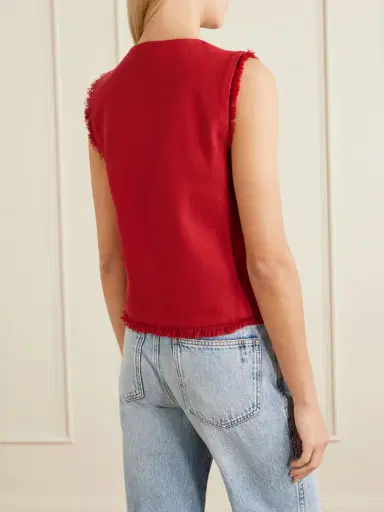 Max Mara Frayed Cotton-twill Vest | Thumbnail 4