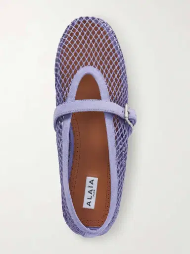 Alaïa Suede-trimmed Mesh Ballet Flats | Thumbnail 6