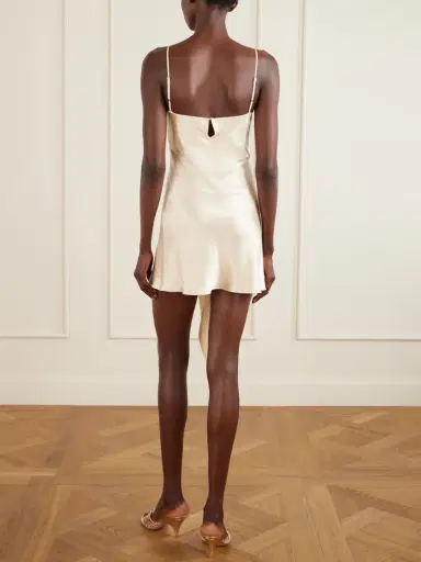 Wiederhoeft Blumen Tie-detailed Embroidered Silk Chiffon And Satin Mini Dress | Thumbnail 3 Wiederhoeft Blumen Tie-detailed Embroidered Silk Chiffon And Satin Mini Dress | Thumbnail 3