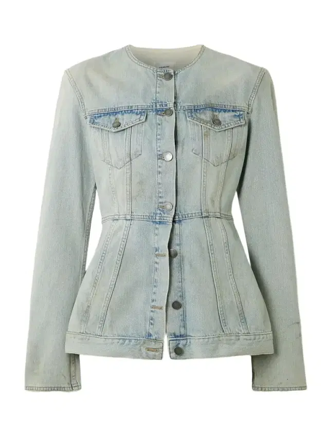 Temple Distressed Denim Peplum Jacket