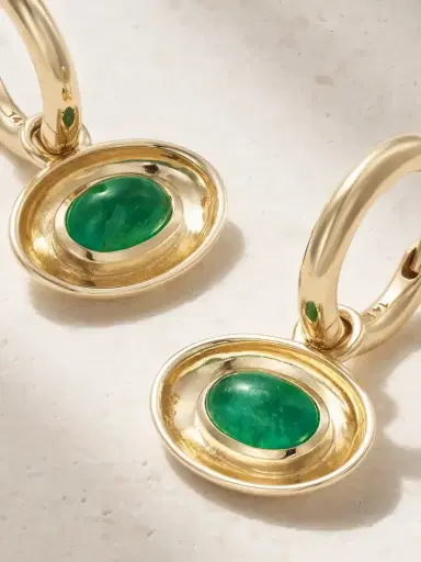 By Pariah Aurelia 14-karat Gold Emerald Hoop Earrings | Thumbnail 3