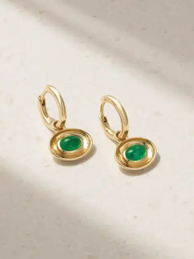 By Pariah Aurelia 14-karat Gold Emerald Hoop Earrings | Thumbnail 1