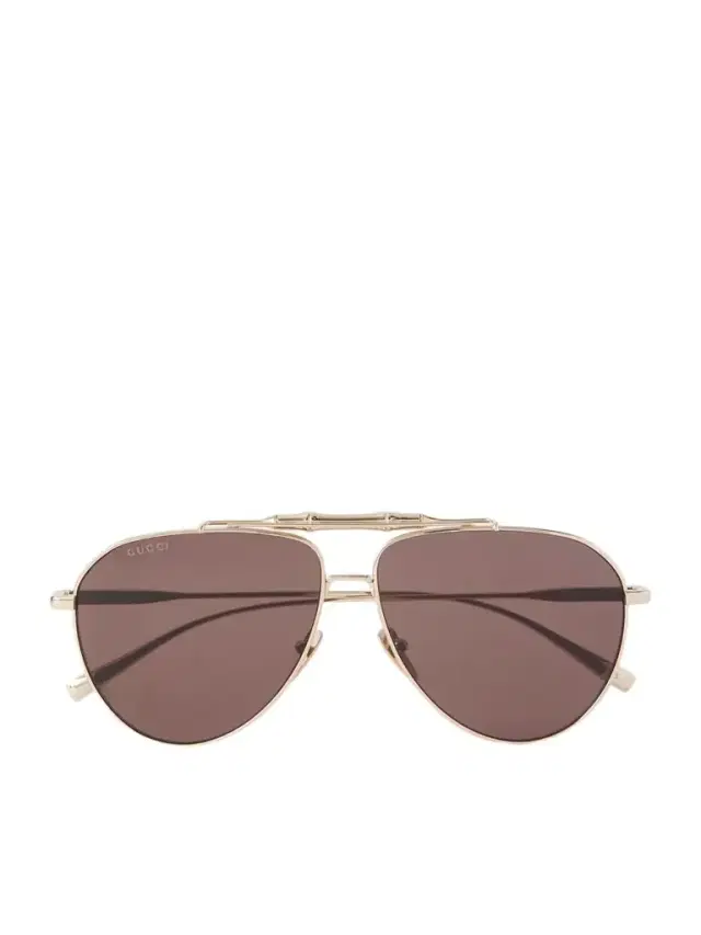 Bamboo Aviator-style Gold-tone Sunglasses