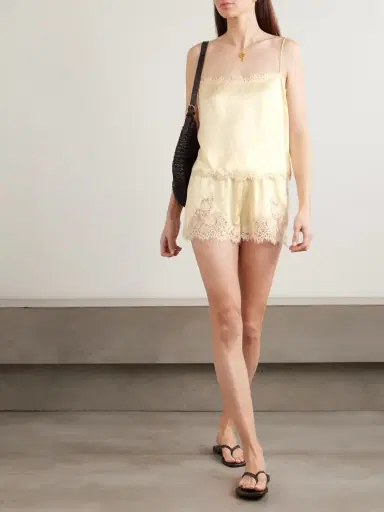 DÔEN Loure Lace-trimmed Silk-satin Top | Thumbnail 2