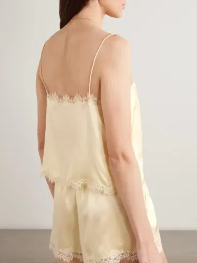 DÔEN Loure Lace-trimmed Silk-satin Top | Thumbnail 3