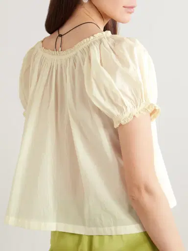 DÔEN Frederica Lace-trimmed Organic Cotton-voile Blouse | Thumbnail 3