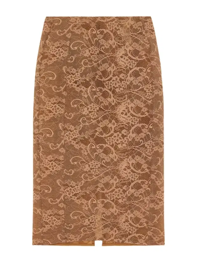 Lace Cotton-blend Midi Skirt