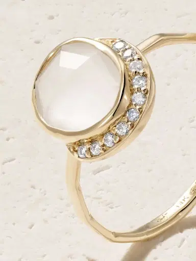 Melissa Joy Manning Freeform 14-karat Gold, Moonstone And Diamond Ring | Thumbnail 4