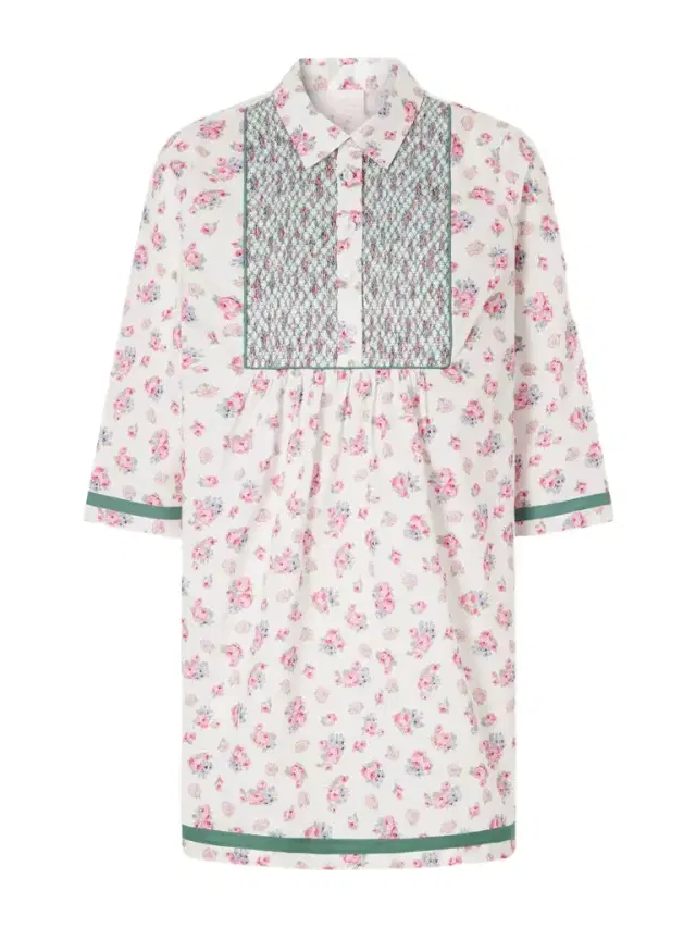 Alassio Shirred Embroidered Floral-print Cotton-poplin Mini Dress