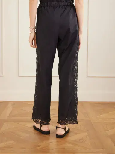 Loretta Caponi Yasmin Lace-trimmed Cotton Straight-leg Pants | Thumbnail 4