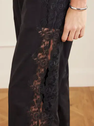 Loretta Caponi Yasmin Lace-trimmed Cotton Straight-leg Pants | Thumbnail 5