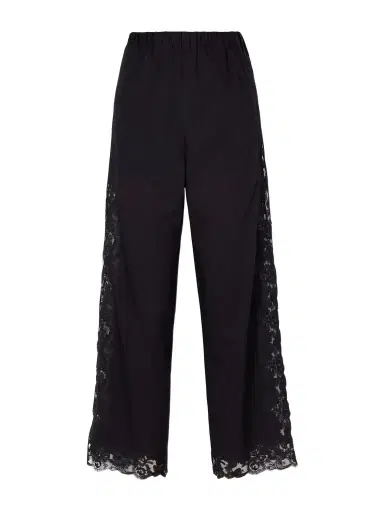 Loretta Caponi Yasmin Lace-trimmed Cotton Straight-leg Pants | Thumbnail 1