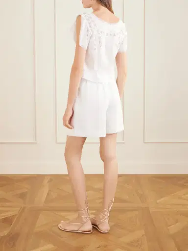 Loretta Caponi Angela Lace-trimmed Cotton Blouse | Thumbnail 4