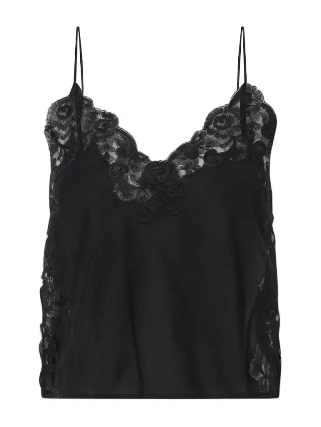 Loretta Caponi Oriana Lace-trimmed Cotton Tank