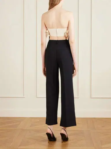 Khaite Kelsi Cropped Wool And Silk-blend Cady Top | Thumbnail 3 Khaite Kelsi Cropped Wool And Silk-blend Cady Top | Thumbnail 3
