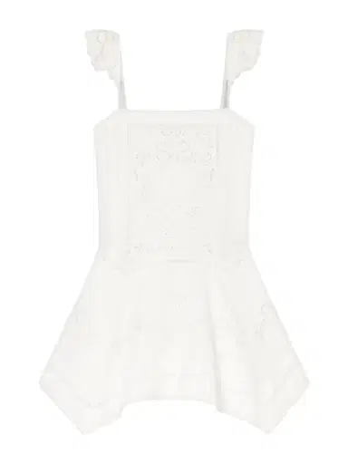 Self-Portrait Asymmetric Embroidered Linen And Cotton-blend Midi Dress | Thumbnail 1 Self-Portrait Asymmetric Embroidered Linen And Cotton-blend Midi Dress | Thumbnail 1