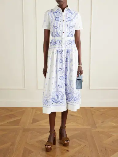 Self-Portrait Belted Embroidered Cotton-poplin Midi Shirt Dress | Thumbnail 2 Self-Portrait Belted Embroidered Cotton-poplin Midi Shirt Dress | Thumbnail 2