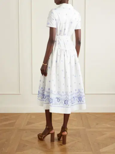 Self-Portrait Belted Embroidered Cotton-poplin Midi Shirt Dress | Thumbnail 3 Self-Portrait Belted Embroidered Cotton-poplin Midi Shirt Dress | Thumbnail 3