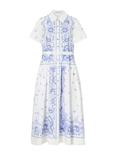 Self-Portrait Belted Embroidered Cotton-poplin Midi Shirt Dress | Thumbnail 1 Self-Portrait Belted Embroidered Cotton-poplin Midi Shirt Dress | Thumbnail 1