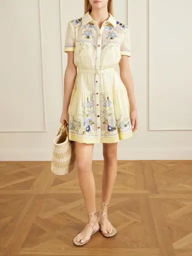 Self-Portrait Belted Floral-print Organza Mini Shirt Dress | Thumbnail 2 Self-Portrait Belted Floral-print Organza Mini Shirt Dress | Thumbnail 2