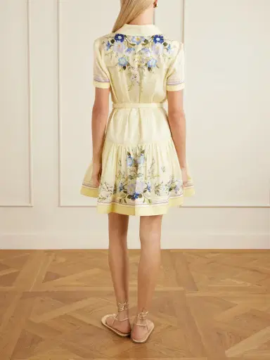 Self-Portrait Belted Floral-print Organza Mini Shirt Dress | Thumbnail 3 Self-Portrait Belted Floral-print Organza Mini Shirt Dress | Thumbnail 3