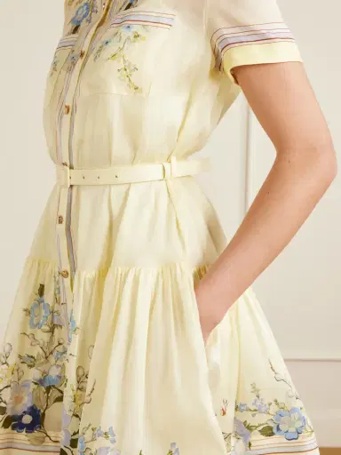 Self-Portrait Belted Floral-print Organza Mini Shirt Dress | Thumbnail 4 Self-Portrait Belted Floral-print Organza Mini Shirt Dress | Thumbnail 4