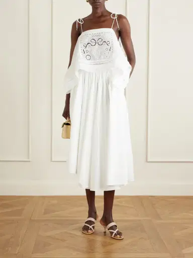 Self-Portrait Asymmetric Gathered Cotton-poplin Midi Skirt | Thumbnail 2 Self-Portrait Asymmetric Gathered Cotton-poplin Midi Skirt | Thumbnail 2