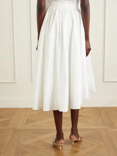 Self-Portrait Asymmetric Gathered Cotton-poplin Midi Skirt | Thumbnail 4 Self-Portrait Asymmetric Gathered Cotton-poplin Midi Skirt | Thumbnail 4