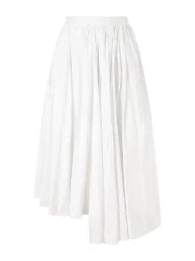 Self-Portrait Asymmetric Gathered Cotton-poplin Midi Skirt | Thumbnail 1 Self-Portrait Asymmetric Gathered Cotton-poplin Midi Skirt | Thumbnail 1