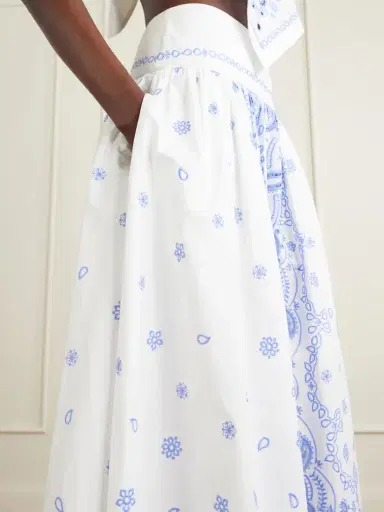 Self-Portrait Tiered Embroidered Cotton-poplin Midi Skirt | Thumbnail 4 Self-Portrait Tiered Embroidered Cotton-poplin Midi Skirt | Thumbnail 4