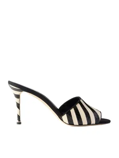 Manolo Blahnik Larache 90 Striped Elaphe Mules | Thumbnail 1 Manolo Blahnik Larache 90 Striped Elaphe Mules | Thumbnail 1