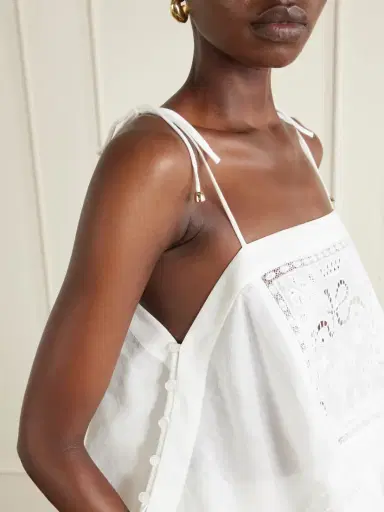 Self-Portrait Embroidered Ramie Top | Thumbnail 4 Self-Portrait Embroidered Ramie Top | Thumbnail 4