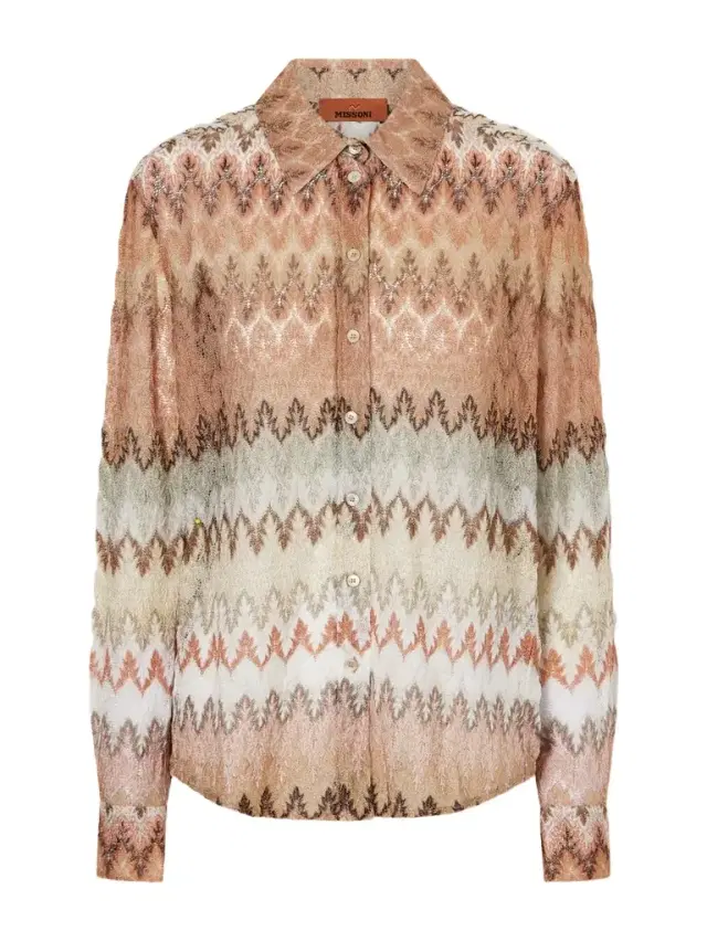 Striped Metallic Crochet-knit Shirt