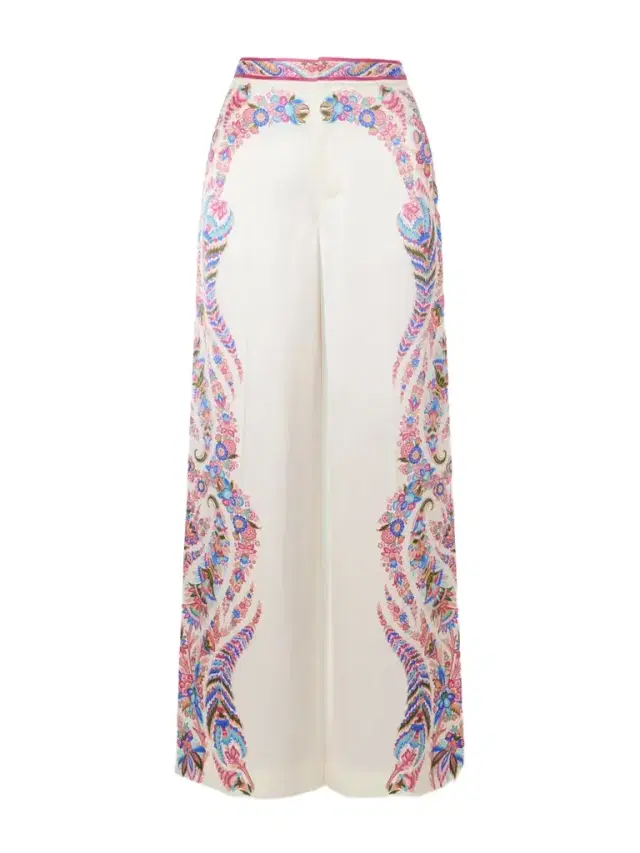 Floral-print Crepe Wide-leg Pants
