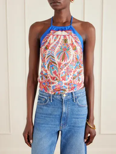 Etro Cropped Printed Silk-satin Halterneck Top | Thumbnail 3 Etro Cropped Printed Silk-satin Halterneck Top | Thumbnail 3