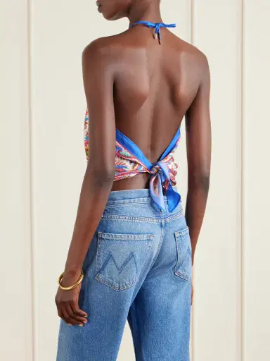 Etro Cropped Printed Silk-satin Halterneck Top | Thumbnail 4 Etro Cropped Printed Silk-satin Halterneck Top | Thumbnail 4