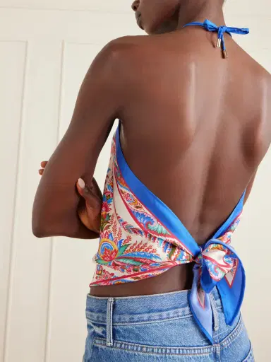 Etro Cropped Printed Silk-satin Halterneck Top | Thumbnail 5 Etro Cropped Printed Silk-satin Halterneck Top | Thumbnail 5
