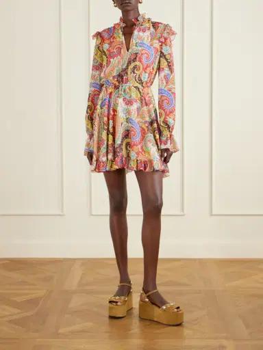 Etro Ruffled Paisley-print Chiffon Mini Dress | Thumbnail 2