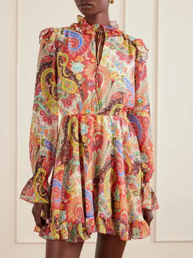 Etro Ruffled Paisley-print Chiffon Mini Dress | Thumbnail 3