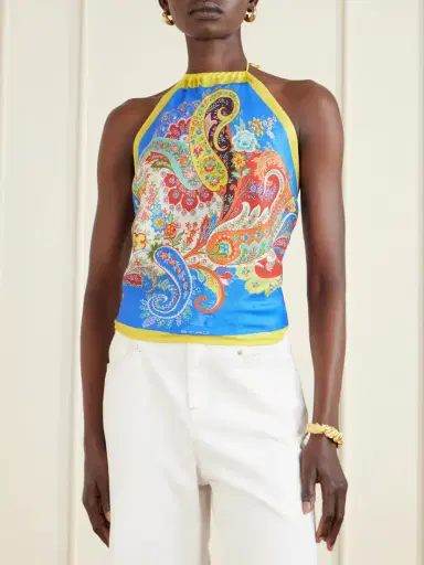 Etro Paisley-print Silk-twill Halterneck Top | Thumbnail 3
