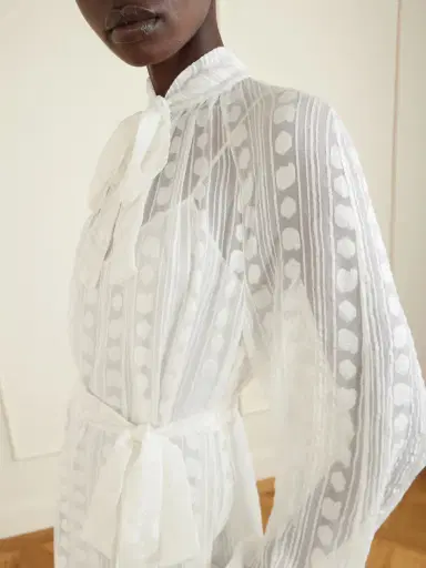Etro Pussy-bow Belted Tiered Jacquard Silk-chiffon Midi Dress | Thumbnail 4 Etro Pussy-bow Belted Tiered Jacquard Silk-chiffon Midi Dress | Thumbnail 4
