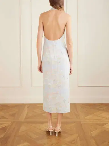 BERNADETTE Cici Jasmin Floral-print Linen Halterneck Midi Dress | Thumbnail 4