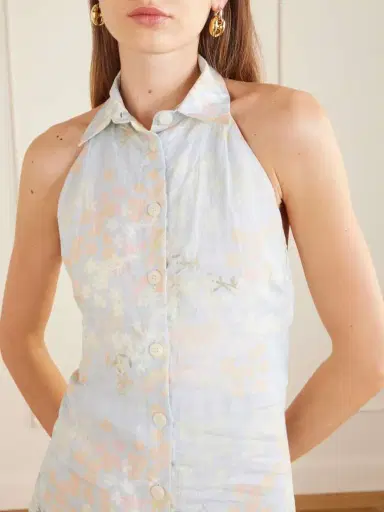 BERNADETTE Cici Jasmin Floral-print Linen Halterneck Midi Dress | Thumbnail 5